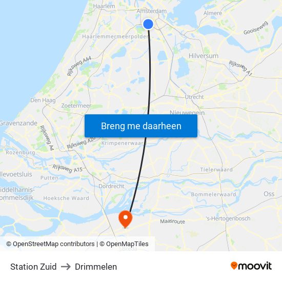 Station Zuid to Drimmelen map