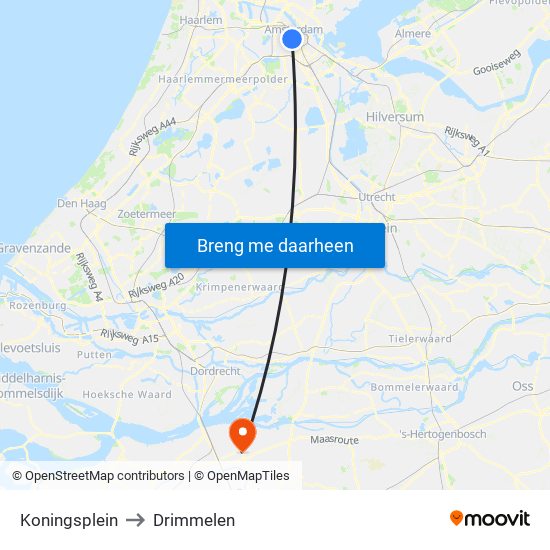 Koningsplein to Drimmelen map