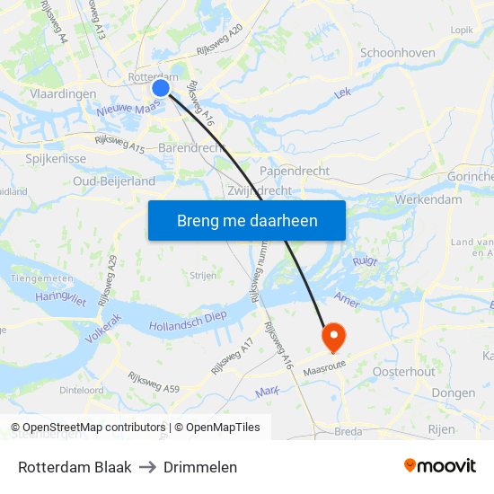 Rotterdam Blaak to Drimmelen map