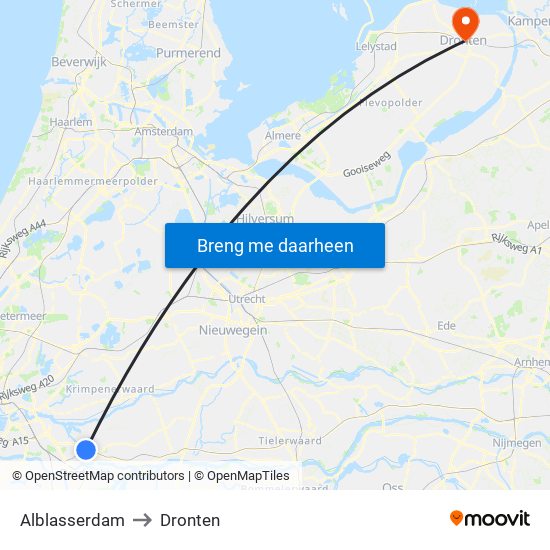 Alblasserdam to Dronten map