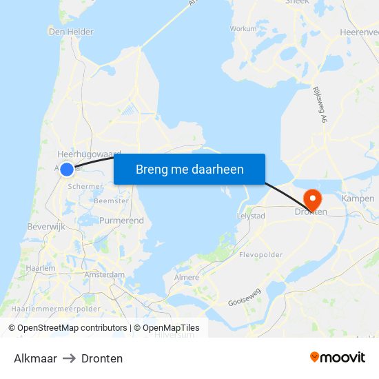 Alkmaar to Dronten map