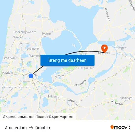 Amsterdam to Dronten map