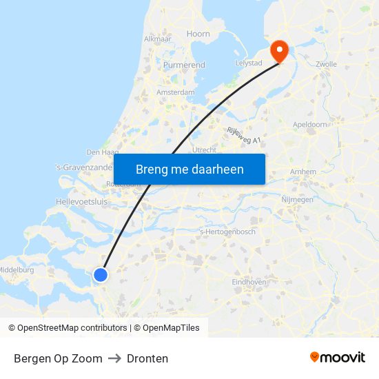 Bergen Op Zoom to Dronten map
