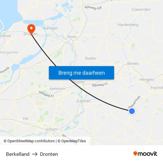 Berkelland to Dronten map