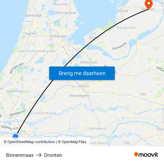 Binnenmaas to Dronten map