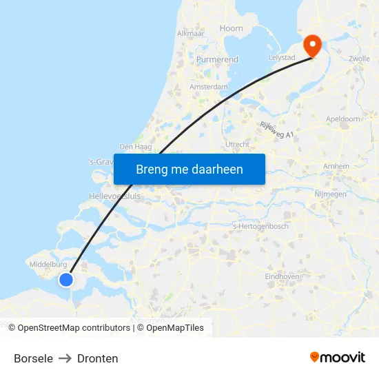 Borsele to Dronten map