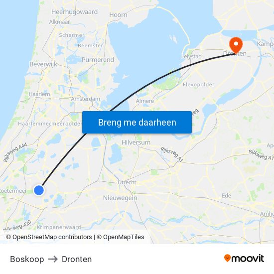 Boskoop to Dronten map