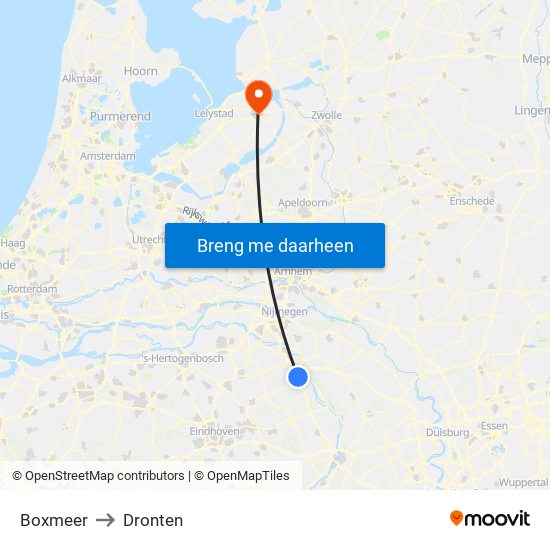 Boxmeer to Dronten map