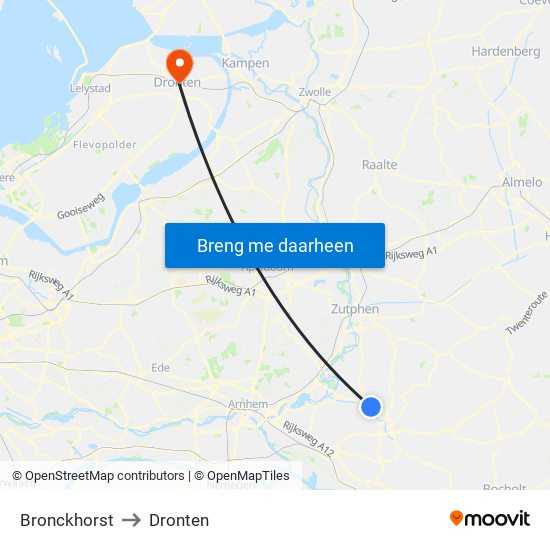 Bronckhorst to Dronten map