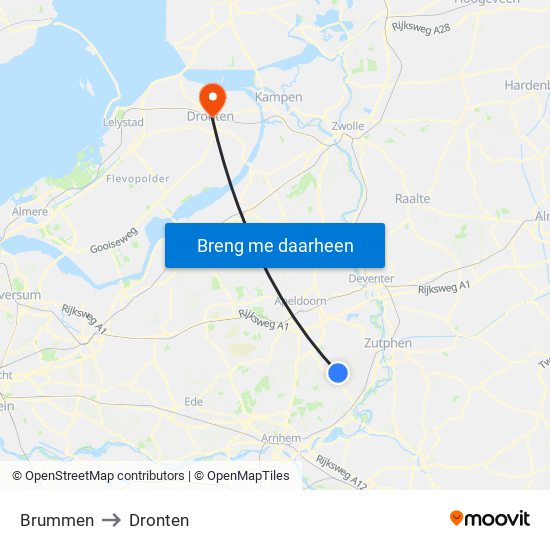 Brummen to Dronten map