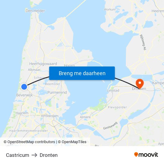 Castricum to Dronten map