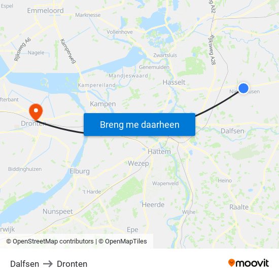 Dalfsen to Dronten map