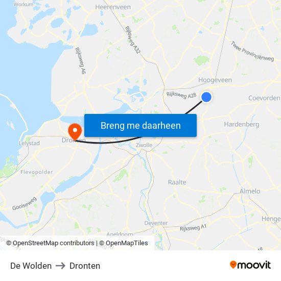 De Wolden to Dronten map