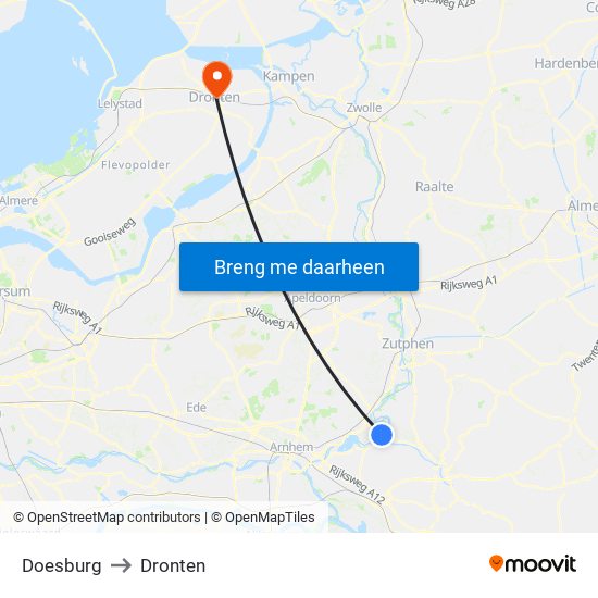 Doesburg to Dronten map