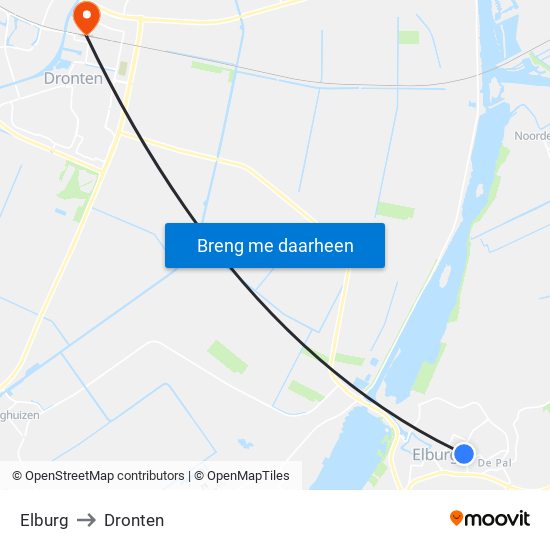 Elburg to Dronten map