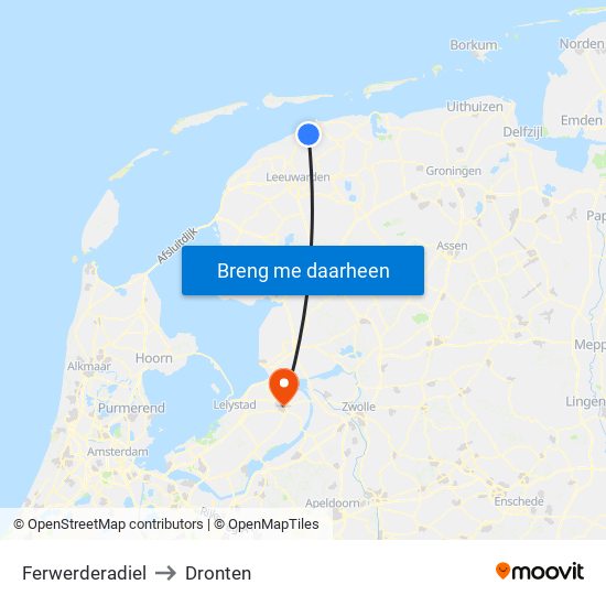 Ferwerderadiel to Dronten map