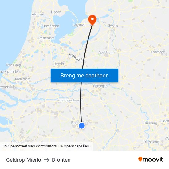 Geldrop-Mierlo to Dronten map