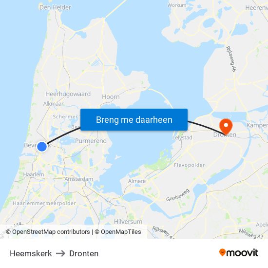 Heemskerk to Dronten map