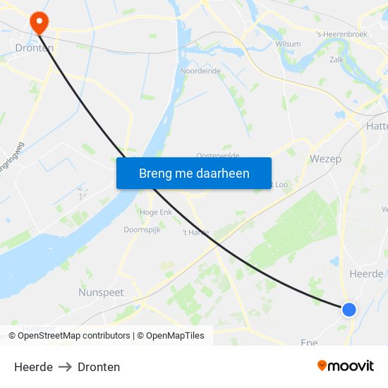 Heerde to Dronten map