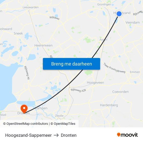 Hoogezand-Sappemeer to Dronten map