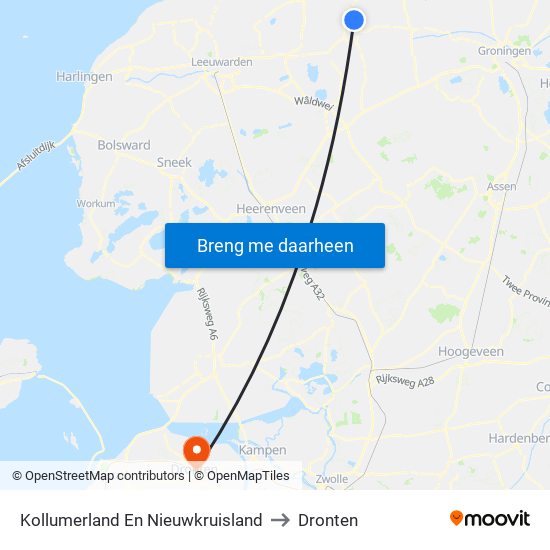 Kollumerland En Nieuwkruisland to Dronten map