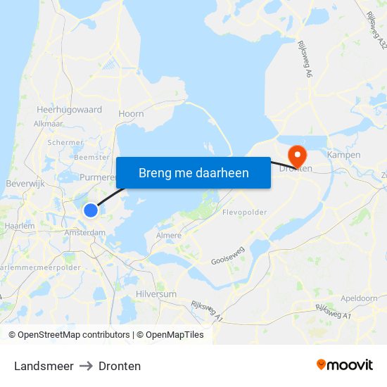 Landsmeer to Dronten map