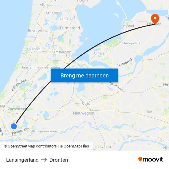 Lansingerland to Dronten map