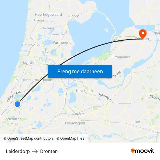 Leiderdorp to Dronten map