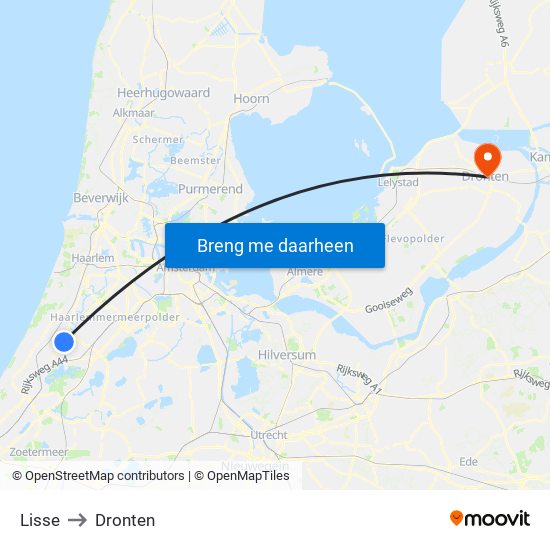 Lisse to Dronten map