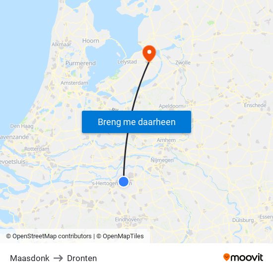 Maasdonk to Dronten map