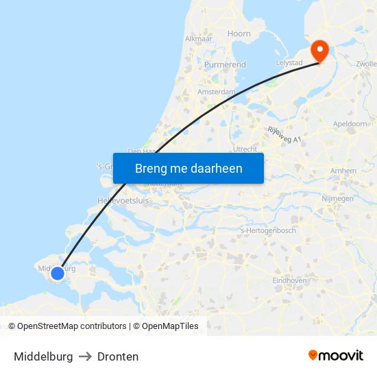 Middelburg to Dronten map