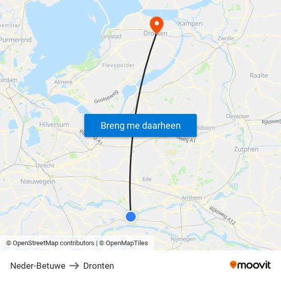 Neder-Betuwe to Dronten map