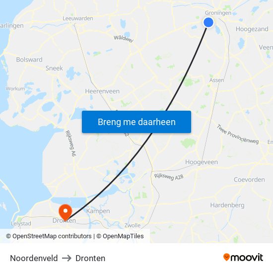 Noordenveld to Dronten map