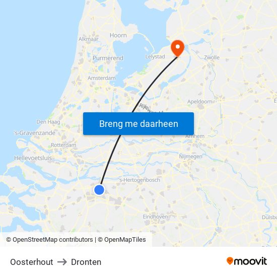 Oosterhout to Dronten map