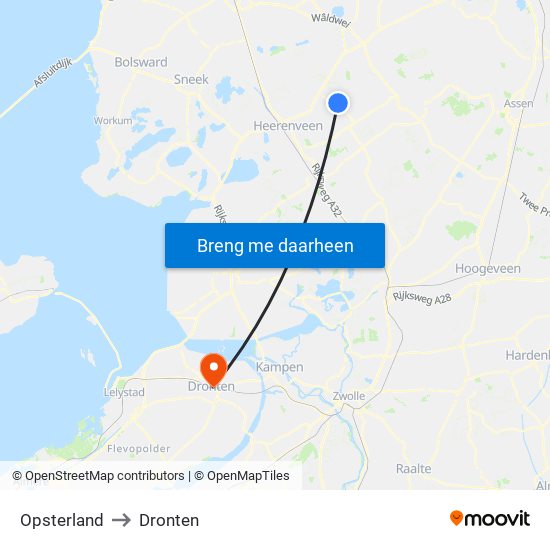 Opsterland to Dronten map