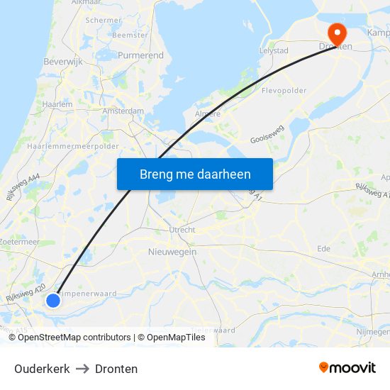 Ouderkerk to Dronten map