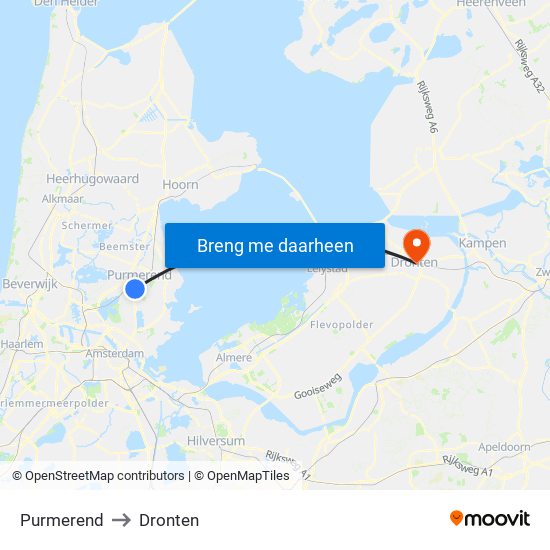 Purmerend to Dronten map