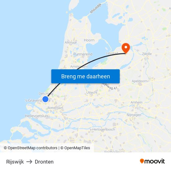 Rijswijk to Dronten map