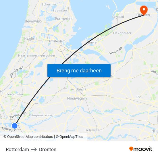 Rotterdam to Dronten map