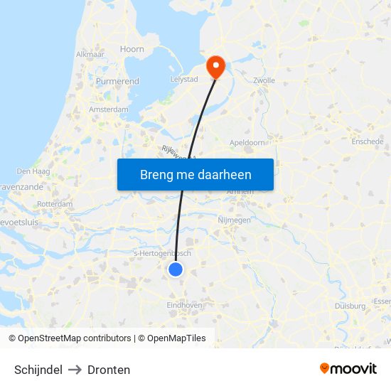 Schijndel to Dronten map