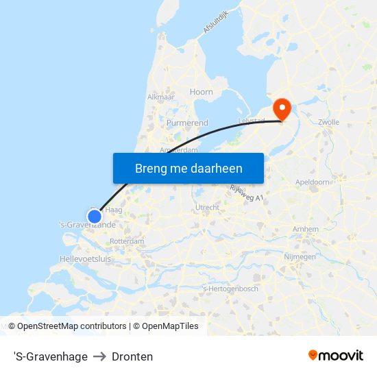 'S-Gravenhage to Dronten map