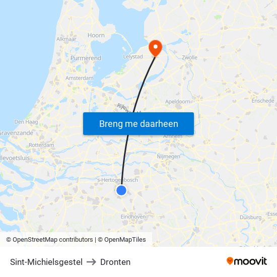 Sint-Michielsgestel to Dronten map