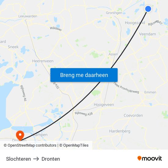 Slochteren to Dronten map