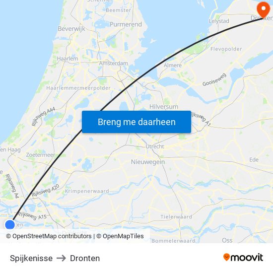 Spijkenisse to Dronten map