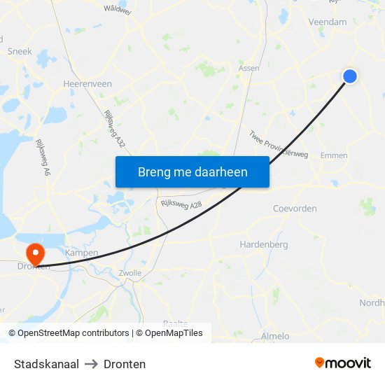 Stadskanaal to Dronten map