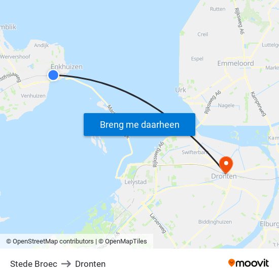 Stede Broec to Dronten map