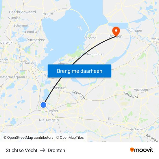 Stichtse Vecht to Dronten map