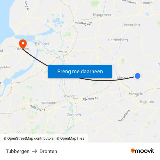 Tubbergen to Dronten map