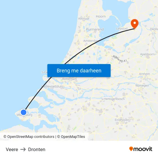 Veere to Dronten map