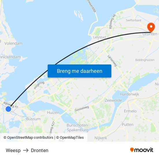 Weesp to Dronten map